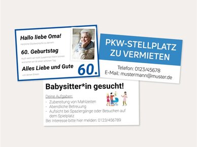 Drei beispielhafte private Kleinanzeigen.